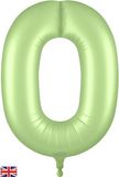 Oaktree 34inch Number 0 Satin Pastel Pistachio - Foil Balloons
